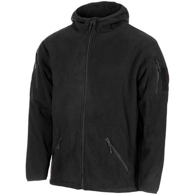 Mikina FLEECE na zip s kapucí TACTICAL ČERNÁ