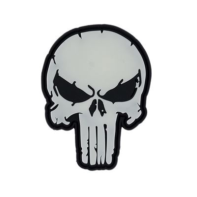 Nášivka 3D plastová PUNISH SKULL velcro GLOW IN THE DARK