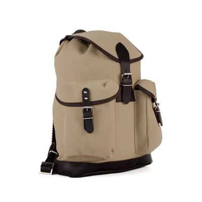 Batoh TRUCKSACK 14l s koženými prvky KHAKI/TMAVĚ HNĚDÁ kůže